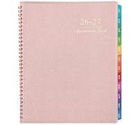 Carnet de rendez-vous - Agenda hebdomadaire de janvier 2023 à décembre 2023, planificateur journalier/horaire avec onglets, 15 minutes, 21 x 27,2 cm, reliure à spirale - Rose