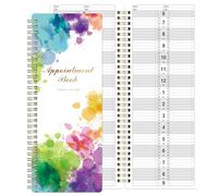 Carnet de rendez-vous - Carnet de rendez-vous de salon, 29,2 x 11,9 cm, planificateur horaire, 2 colonnes, non daté, de 6 h à 21 h, reliure à spirale, 200 pages, coloré