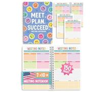 Carnet de réunion pour l'organisation du travail - Planificateur d'affaires de réunion, carnet de notes d'affaires, carnet de notes de bureau pour la prise de notes, planificateur de travail Smiley
