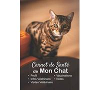 Carnet de Santé de mon Chat: v1-6 Suivez la santé de votre Chat vaccination rendez-vous chez le vétérinaire | Broché 101 pages | 15,24 cm x 22,86 cm ... d'un chat tigré qui regarde droit devant