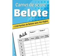 Carnet de score Belote: Bloc de score pour parties de belote | format 6 x 9" x 120 pages 120 pages à remplir | pour les passionnés de belote et ainsi que les amateurs et enfants