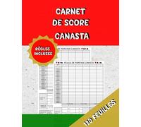 Carnet de Score Canasta - amusement en famille ou jeu de carte pour couple avec des règles de jeu et des feuilles de pointage de grande taille avec des valeurs de points pour un décompte facile