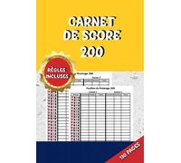Carnet de Score jeu de cartes 200 avec règles du jeu. Suivez l'atout, les enchères, les points et les scores totaux. 130 feuilles de pointage pour s'amuser en famille ou en couple