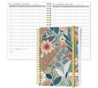 Carnet de suivi des paiements de factures - Organisateur de factures mensuelles et planificateur pour budgétisation personnelle, liste de contrôle des paiements, 14,7 x 21,6 cm, fleur A