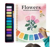 Carnet de travail à l'aquarelle - Livre d'aquarelle avec 12 couleurs, kit de peinture avec couleurs pour apprendre à la maison, en cours d'étude, voyage et cours d'art