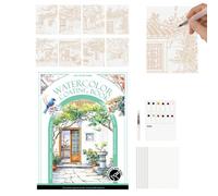 Carnet de travail aquarelle pour adultes, pliable en 3 positions et portable, livre pour peinture à l'aquarelle pour adultes, carnet de croquis, pour dessiner, peindre, esquisser, maison, école