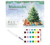 Carnet de travail aquarelle pour débutants, instructions détaillées étape par étape avec kit de coloriage - Livre de coloriage aquarelle de Noël - Pour les vacances d'hiver, les voyages, le travail