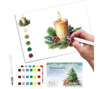 Carnet de travail aquarelle pour débutants, kit de coloriage avec 20 illustrations, motif de Noël, carnet de travail aquarelle, pour les vacances d'hiver, les voyages, le travail, la détente et