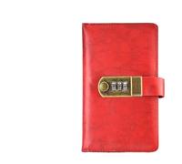 Carnet de voyage en cuir PU avec chiffres, verrouillage par mot de passe A6, Agenda, Journal, bloc-notes, papeterie d'affaires, noir, rouge, marron, bleu(Red A6)