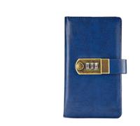 Carnet de voyage en cuir PU avec chiffres, verrouillage par mot de passe A6, Agenda, Journal, bloc-notes, papeterie d'affaires, noir, rouge, marron, bleu(Blue A6)