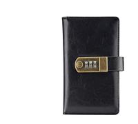 Carnet de voyage en cuir PU avec chiffres, verrouillage par mot de passe A6, Agenda, Journal, bloc-notes, papeterie d'affaires, noir, rouge, marron, bleu(Black A6)