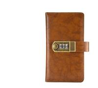 Carnet de voyage en cuir PU avec chiffres, verrouillage par mot de passe A6, Agenda, Journal, bloc-notes, papeterie d'affaires, noir, rouge, marron, bleu(Brown A6)