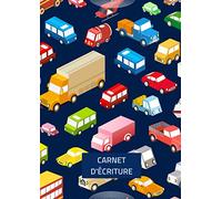 Carnet d'écriture: Cahier d'écriture Maternelle pour Apprendre a Ecrire, Carnet Vierge Double Ligne Format A4, Cahier pour Enfants, Véhicules