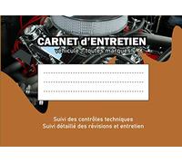 Carnet d'entretien véhicule - toutes marques: Carnet entretien voiture | Suivi contrôles techniques + suivi entretien du véhicule | 101 pages | ... préfabriquées | Moteur cylindre fond orange