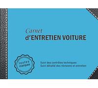 Carnet d'entretien voiture - toutes marques: Carnet entretien véhicule | Suivi contrôles techniques + suivi entretien du véhicule | 101 pages | ... de couverture imitation cuir noir fond bleu