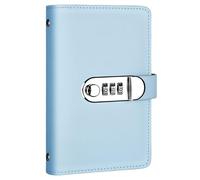 Carnet d'épargne avec cadenas, carnet de défis d'épargne avec 100 enveloppes, organiseur de billets et pièces avec 50 pages transparentes, classeur budget sécurisé en cuir PU bleu, W