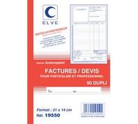 Carnet elve factures/devis pour auto-entrepreneurs 21x14cm 50 duplis