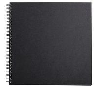 Clairefontaine 34261C Carnet Spiralé Goldline - 64 Feuilles Papier Dessin Blanc - 30,5x30,5 cm 140g - Format Carré - Couverture Rigide Noire Imitation Toile