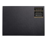 Clairefontaine 34242C Carnet Cousu Goldline - 64 Feuilles Papier Dessin Blanc - A3 29,7x42 cm 140g - Format Paysage - Couverture Rigide Noire Imitation Toile