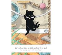 Carnet Le bonheur c'est un café, un livre et un chat - Collectif - Larousse - broché - Papeterie