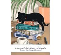 Carnet Le bonheur c'est un café, un livre et un chat - Collectif - Larousse - broché - Carnet (de voyage, intime, de notes)