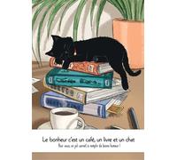 Carnet Le bonheur c'est un café, un livre et un chat - Collectif - Larousse - broché - Carnet (de voyage, intime, de notes)