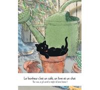 Carnet Le bonheur c'est un café, un livre et un chat - Collectif - Larousse - broché - Papeterie