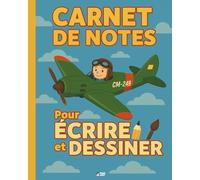 carnet ligné pour enfant avec petit avion dessiné en entête de page: cahier avec lignes pour enfant avec des avions | journal intime pour garçon | format 20,3x25,4 cm 100 pages avec petits avions
