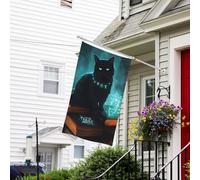 Carnet mystérieux d'Halloween avec drapeau de Noël chat noir 7,6 x 12,7 cm - Drapeaux de jardin de Noël pour l'extérieur double face, drapeaux de jardin d'automne pour l'extérieur de Noël