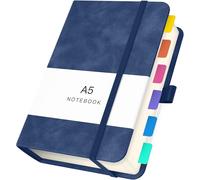 Carnet Pointillé A5-1 Pack Carnet Cuir Pu - Bleu Foncé Bloc Note A5 14x21cm - 100gsm Papier Pointillé 5mm Cahier A5-180 Feuilles/360 Pages Notebook Carnet De Voyage Dessin