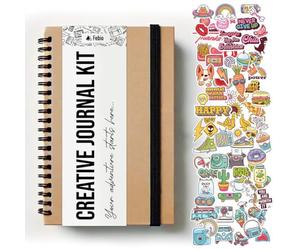 Carnet scrapbooking A5 + sticker scrapbooking autocollant/scrap book, necessaire à dessin, carnet photo, kit dessin, album photo pour polaroid, livre dor anniversaire, cahier de note, album mariage