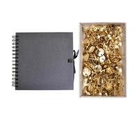 Carnet Scrapbooking Noir 20 X 20 Cm + 150 Punaises Dorées