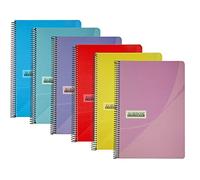 Carnet spirale papercop quatrième couverture plastique 80 h 90 g 3,5 mm avec marge couleurs assorties