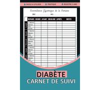 Carnet Suivi Diabètes: Cahier de contrôle à remplir pour diabétique.Suivi des Taux de Glycémie Journalier Avant/Après Repas et Notes.Journal pour Homme et Femme.