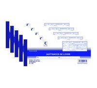 Carnets à souche - ELVE - Quittances de loyer - 105 x 270 mm - Lot de 5 - 50 feuillets