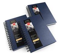 Carnets de croquis à l'aquarelle Arteza, 14x21,6 cm, 3 pack, bleus à couverture rigide, 64 feuilles, bloc papier pour aquarelle 300g/m², à reliure spirale pour aquarelle, gouache, acrylique, crayons