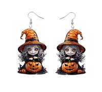 Carniee Boucles D'oreilles Chapeau Sorcière Halloween Fantôme Citrouille Bijoux Créatives Acrylique Fantôme et Citrouille Cadeaux Décorations de Festival Conçues pour Les Femmes Multicolore B