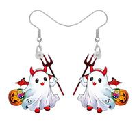 Carniee Boucles D'oreilles Pendantes Adorables Halloween Fantôme Citrouille Bijoux Créatives en Acrylique Fantôme et Citrouille Cadeaux Décorations de Festival Conçues pour Les Femmes Rouge