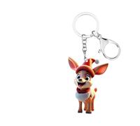 Carniee Porte-Clés en Forme D’Animal Porte-Clés Créatifs Motifs Rennes et écureuils Décorations de Noël Acrylique Cadeau pour Les Amoureux des à Breloque pour Hommes et Femmes Multicolore D