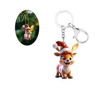 Carniee Porte-Clés en Forme D’Animal Porte-Clés Créatifs Motifs Rennes et écureuils Décorations de Noël Acrylique Cadeau pour Les Amoureux des à Breloque pour Hommes et Femmes Multicolore H