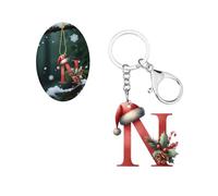 Carniee Porte-clés Pendentif en Acrylique de Noël Ornements Lettres Brillants Avec Bonnet de Père Noël Décoration pour Sapin Noëls et fêtes Fin D'année& Accessoire pour Sac Multicolore N