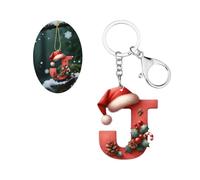 Carniee Porte-clés Pendentif en Acrylique de Noël Ornements Lettres Brillants Avec Bonnet de Père Noël Décoration pour Sapin Noëls et fêtes Fin D'année& Accessoire pour Sac Multicolore J