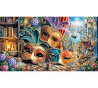 Carnival-Mask-Feathers 1000 pièces Puzzle Papier recyclé Défi de Jeu éducatif Jeu Familial Amusant & Stimulant Idée Cadeau Parfaite pour Femmes et Hommes 70x50/1000 pièces