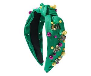 Carnival Parade Beliew Bash - Wide Knot Canda pour cheveux ornés de strass vibrants | Accessoires pour cheveux Mardi Gras, bandes pour femmes mardi gras