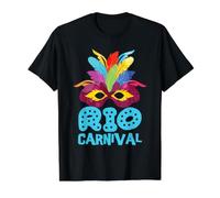 Carnival Rio de Janeiro Masque de Carnaval Brésil T-Shirt Graphique avec Valeur, Homme, Noir, XL