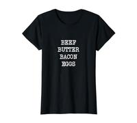 Carnivore bœuf Beurre Bacon œufs mangeur de Viande régime Viande céto T-Shirt Graphique avec Valeur, Femme, Noir, S