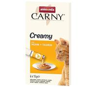 Carny Creamy Snack pour Chat (6 x 15 g) - Friandises de qualité supérieure pour Les gourmets exigeants avec Poulet Tendre et Taurine précieuse de Animonda