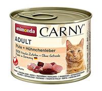 Carny Nourriture Humide pour Chat à la Dinde + Foie de Poulet (6 x 200 g) - Nourriture Humide pour Chat d'animonda - sans céréales ni Sucre - avec ingrédients Frais et charnus