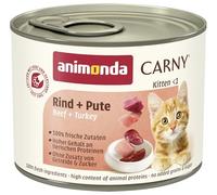 Carny Nourriture Humide pour Chatons au bœuf + Dinde (12 x 200 g) - Nourriture Humide pour Chatons sans céréales ni Sucre - Animonda pour Chatons en Croissance jusqu'à 1 an - avec ingrédients Frais