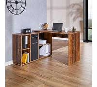 CARO-Möbel Diego Bureau d'angle avec étagère et tiroir, bureau à 4 casiers, bureau informatique moderne avec différentes possibilités de montage